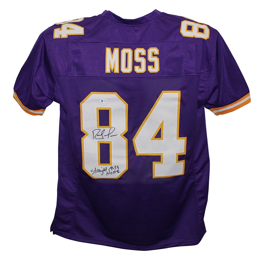 Randy Moss Autographed Pro Style Purple XL Jersey Straight Cash Homie BAS