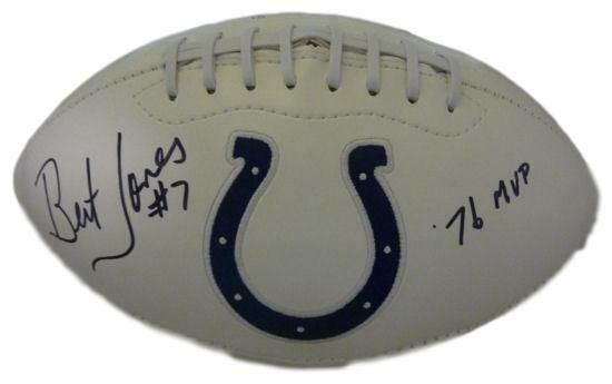 Bert Jones Autographed Baltimore Colts white logo football JSA