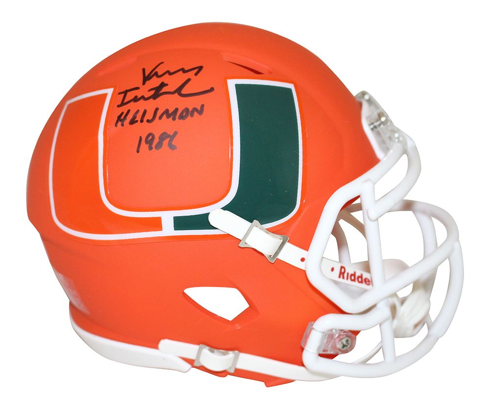 Vinny Testaverde Signed Miami Hurricanes AMP Mini Helmet Heisman JSA