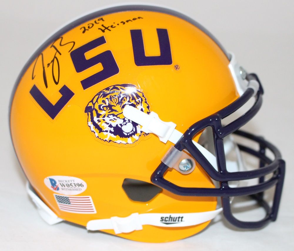 Joe Burrow Autographed/Signed LSU Tigers Yellow Mini Helmet Heisman BAS