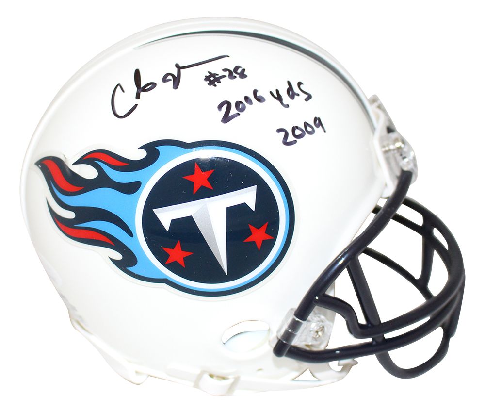 Chris Johnson Autographed Tennessee Titans Mini Helmet 2006 Yds JSA