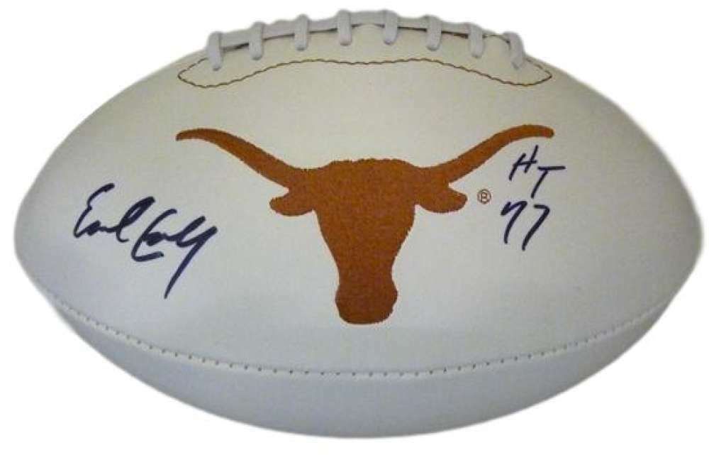 Earl Campbell Autographed Texas Longhorns White Panel Football HT 77 JSA