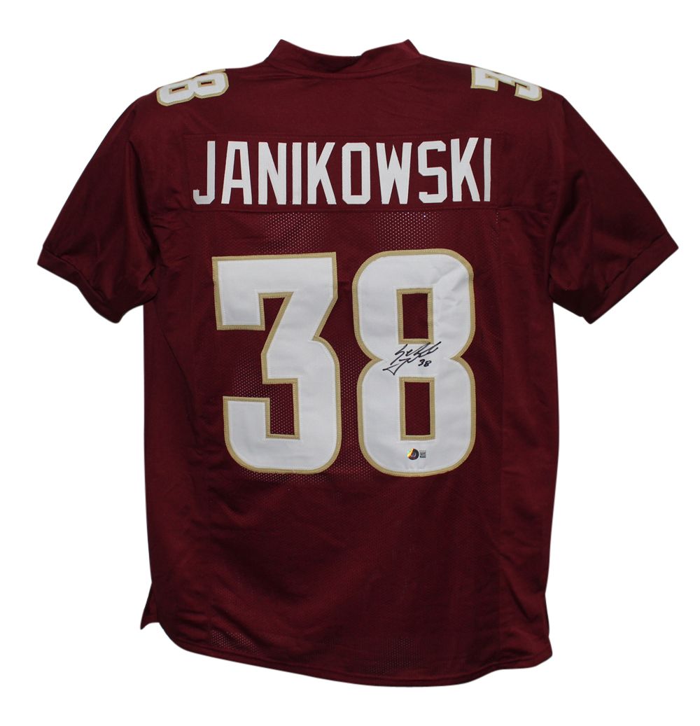 Sebastian Janikowski Autographed/Signed College Style Red XL Jersey BAS