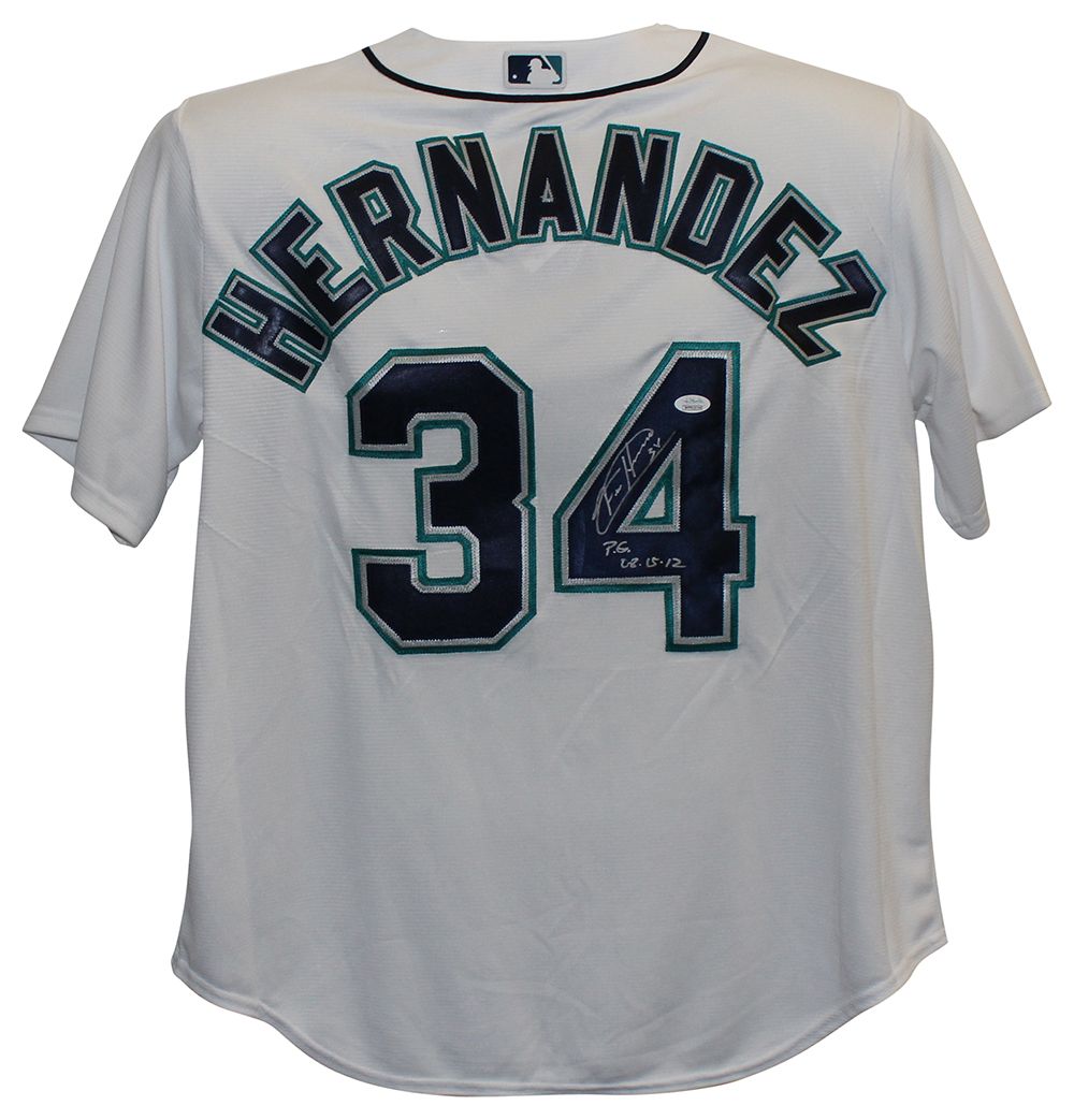 Felix Hernandez Autographed Seattle Mariners White XL Jersey PG JSA