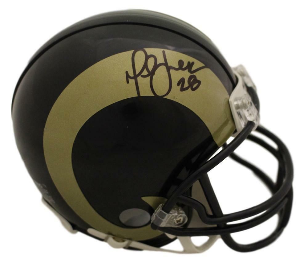 Marshall Faulk Autographed Los Angeles Rams Riddell Mini Helmet BAS