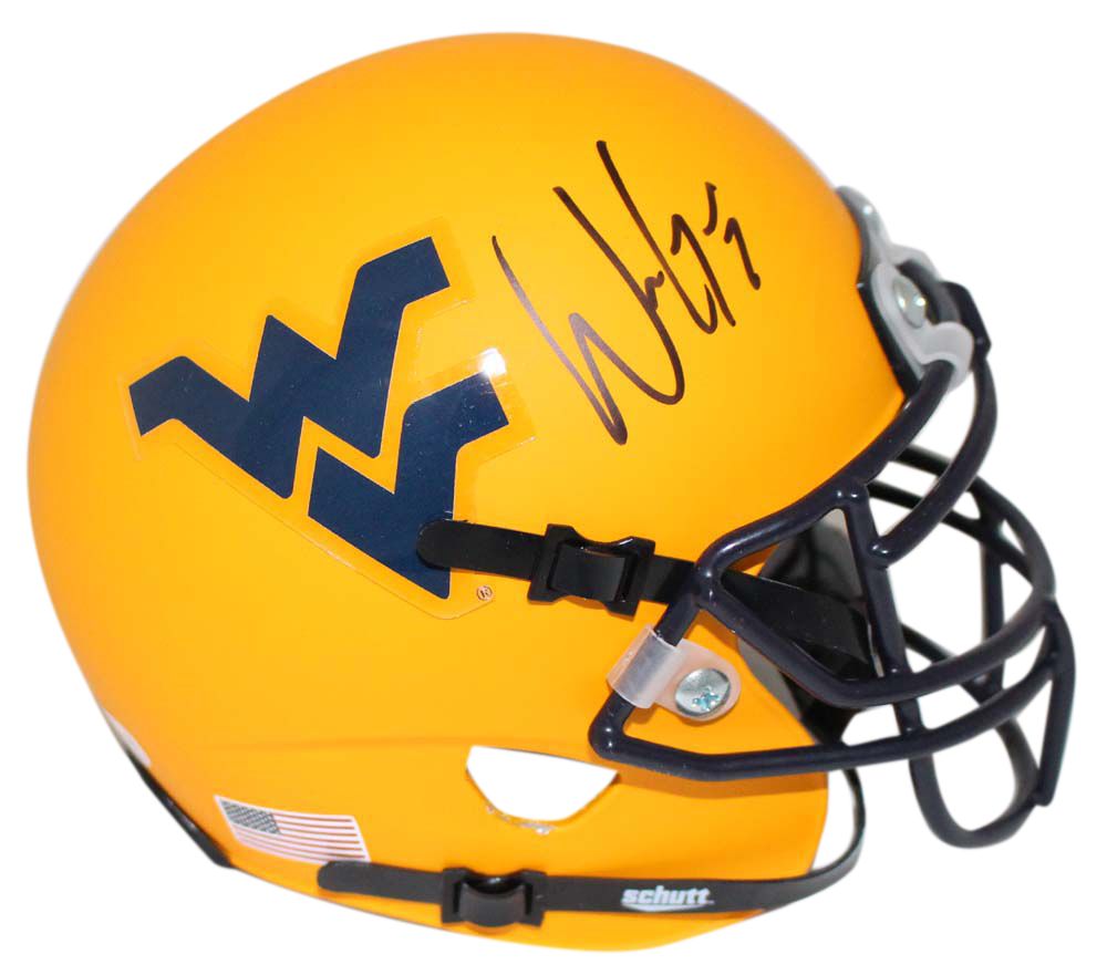 Will Grier Signed West Virginia Mountaineers Gold Mini Helmet BAS