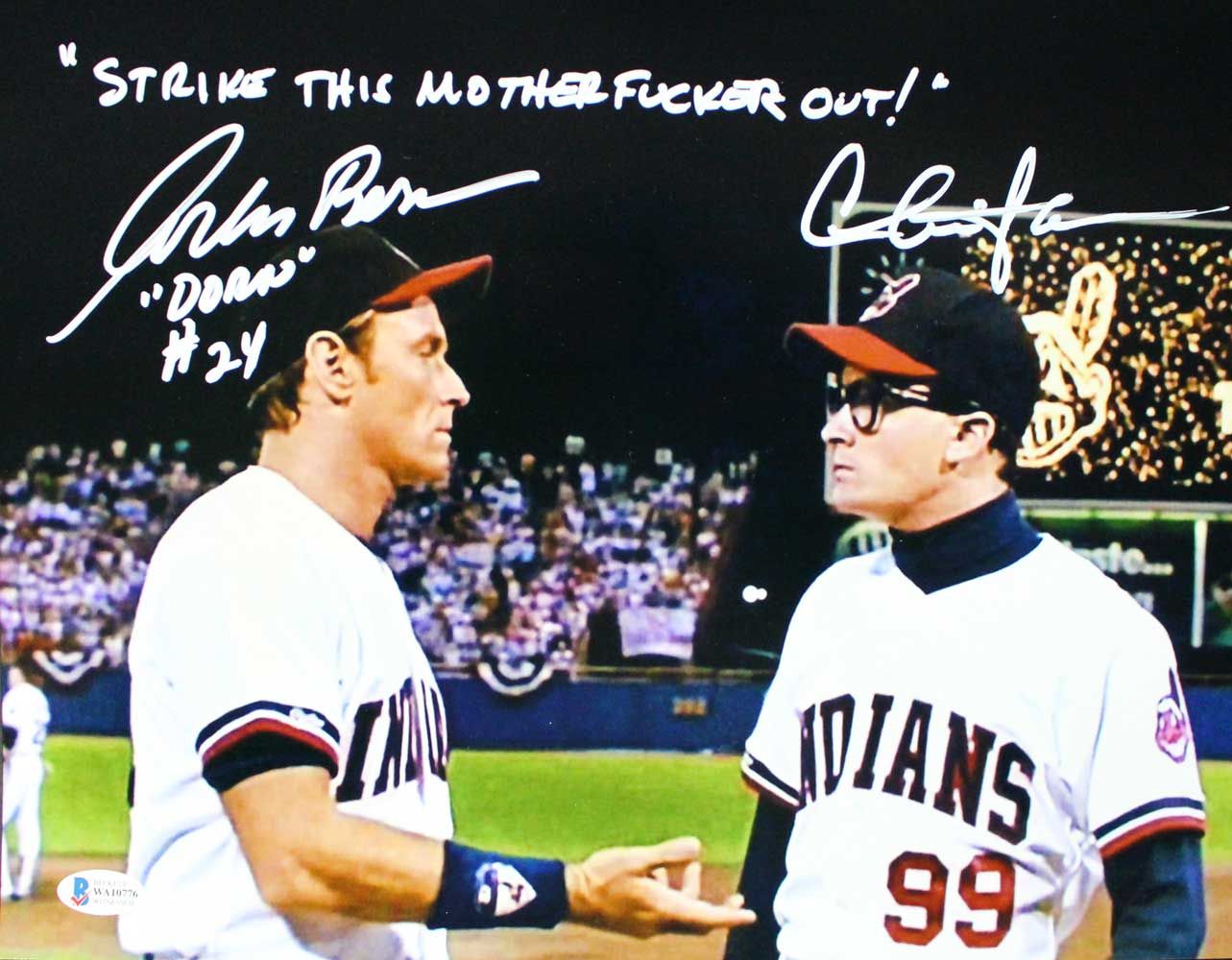Charlie Sheen &amp; Corbin Bernsen Signed Major League 11x14 Photo STMFO BAS