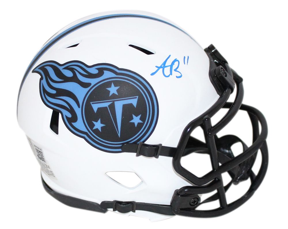 AJ Brown Autographed/Signed Tennessee Titans Lunar Mini Helmet BAS