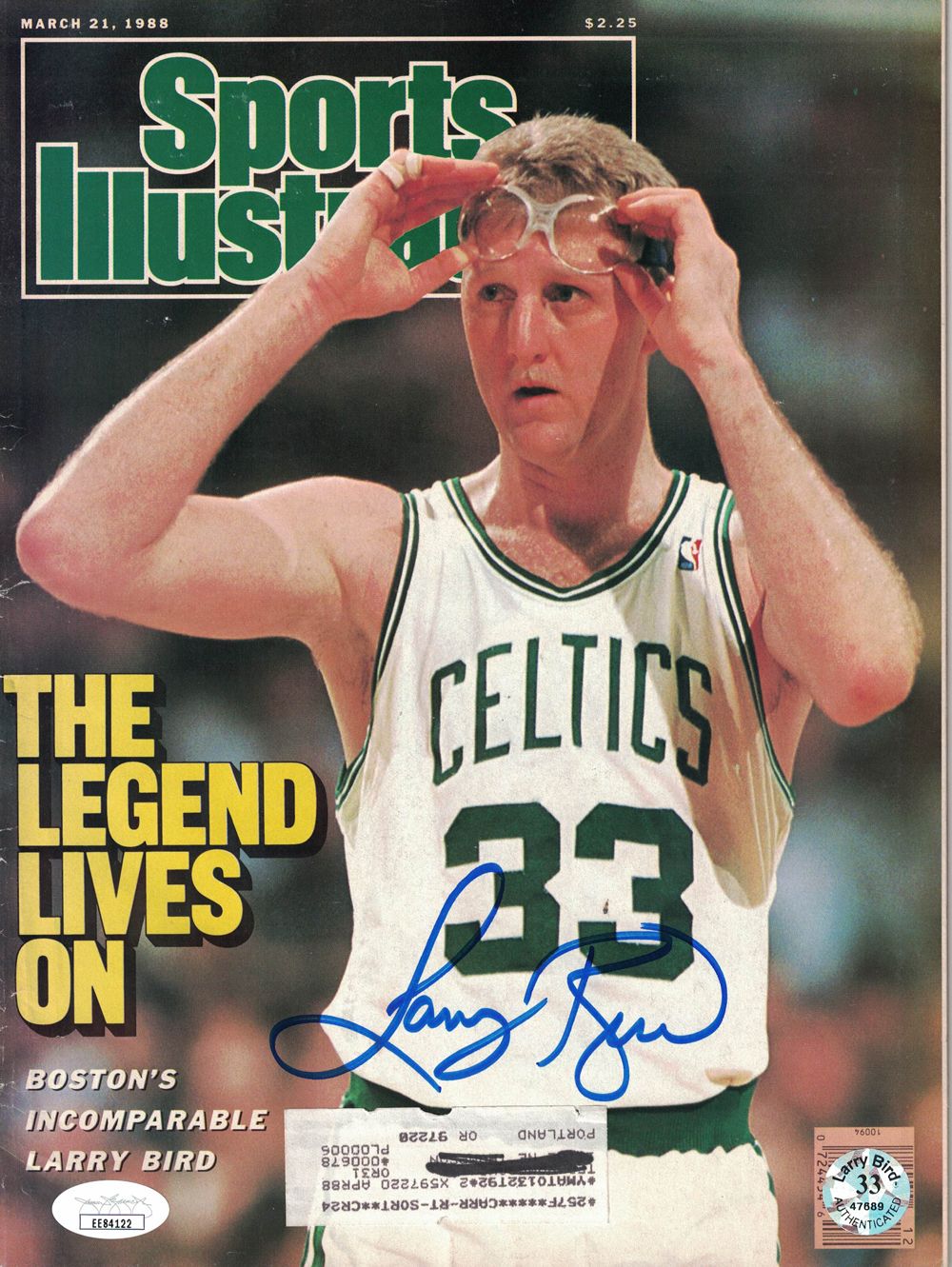 Larry Bird Autographed Boston Celtics Sports Illustrated 3/21/1988 JSA
