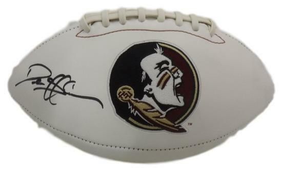 Deion Sanders Autographed Florida State Seminoles White Logo Football JSA