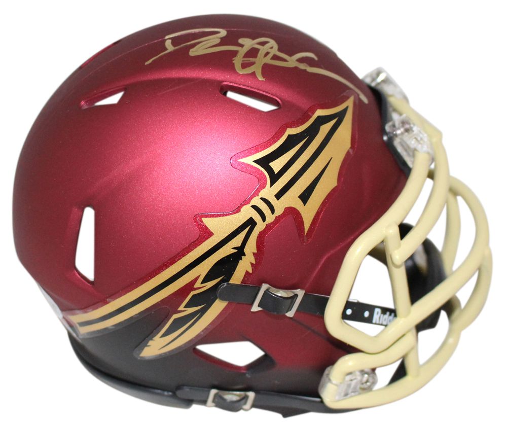 Deion Sanders Autographed Florida State Seminoles Garnett Mini Helmet BAS