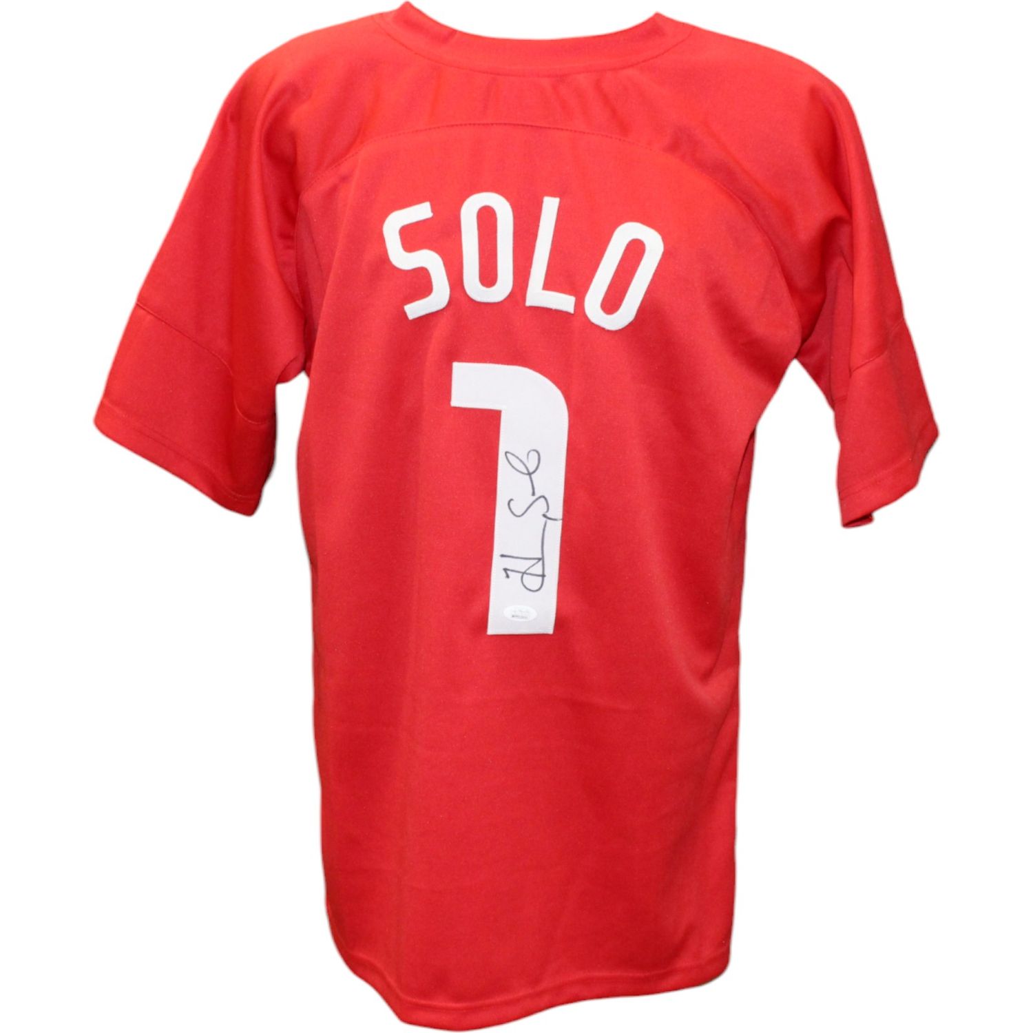 Hope Solo Autographed/Signed National Style Red Jersey JSA