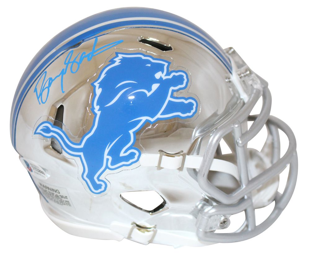 Barry Sanders Autographed/Signed Detroit Lions Chrome Mini Helmet BAS