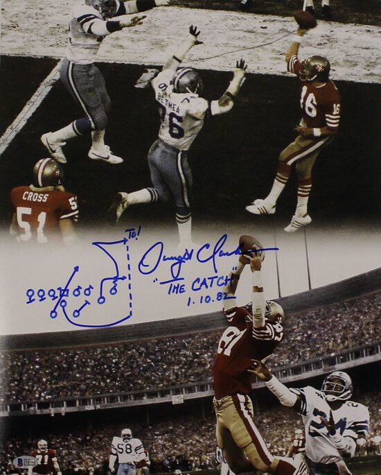 Dwight Clark Autographed San Francisco 49ers 16x20 Photo Vertical Play BAS