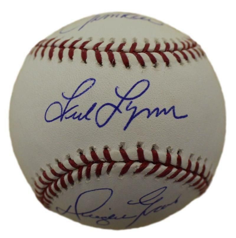 Boston Red Sox Outfield (Jim Rice, Fred Lynn, Dwight Evans) Autographed OML Baseball JSA