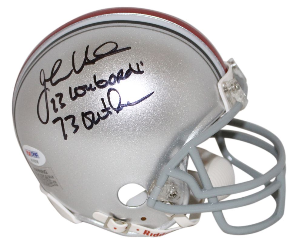 John Hicks Autographed/Signed Ohio State Buckeyes Mini Helmet 2 Insc PSA
