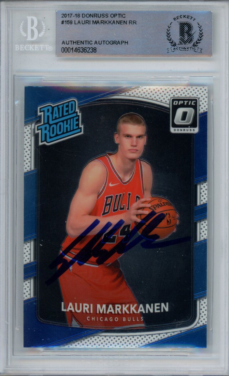 Lauri Masrkkanen Autographed 2017-18 Donruss Optic Rookie Card BAS Slab