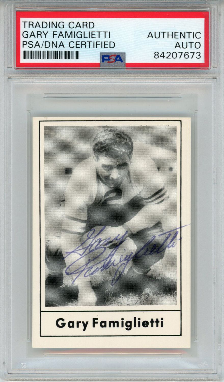 Gary Famiglietti Signed 1977 Touchdown Club #31 Trading Card PSA Slab