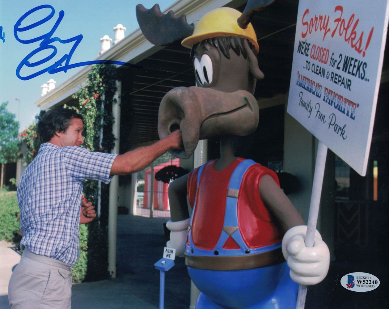 Chevy Chase Autographed Vacation 8x10 Photo Clark Griswald As Is BAS