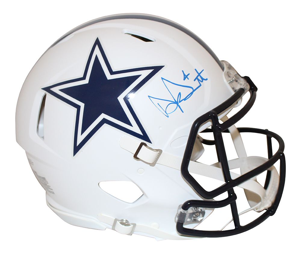 Dak Prescott Autographed Dallas Cowboys Authentic Flat White Helmet BAS