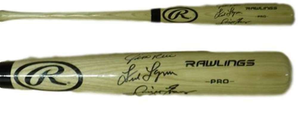 Red Sox Outfield (Rice, Lynn, &amp; Evans) Rawlings Blonde Baseball Bat JSA