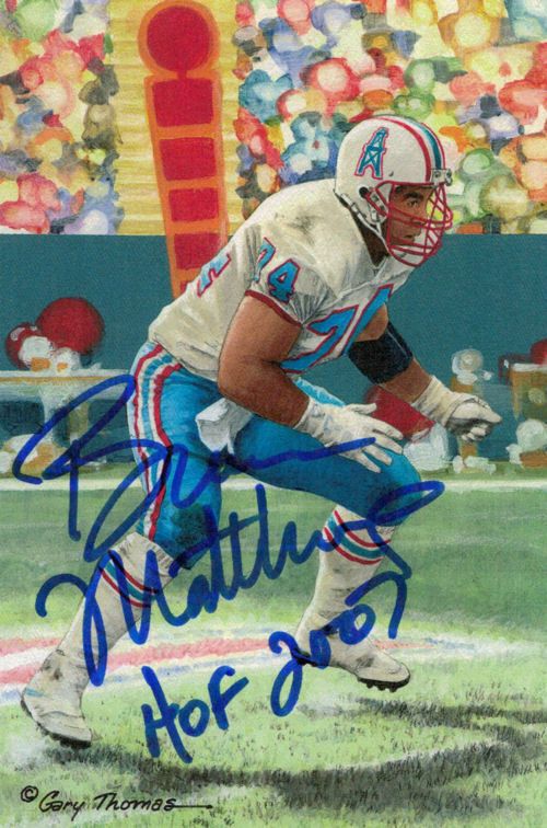 Bruce Matthews Autographed Houston Oilers Goal Line Art Card w/HOF 07