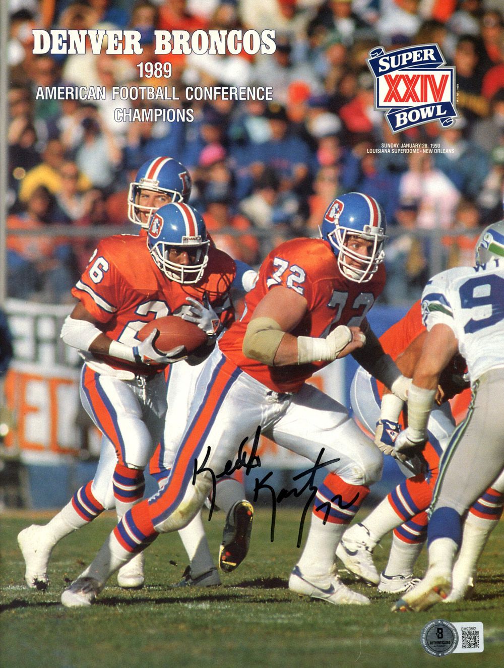Keith Kartz Signed Denver Broncos 1989 AFC Champions Program BAS 45484