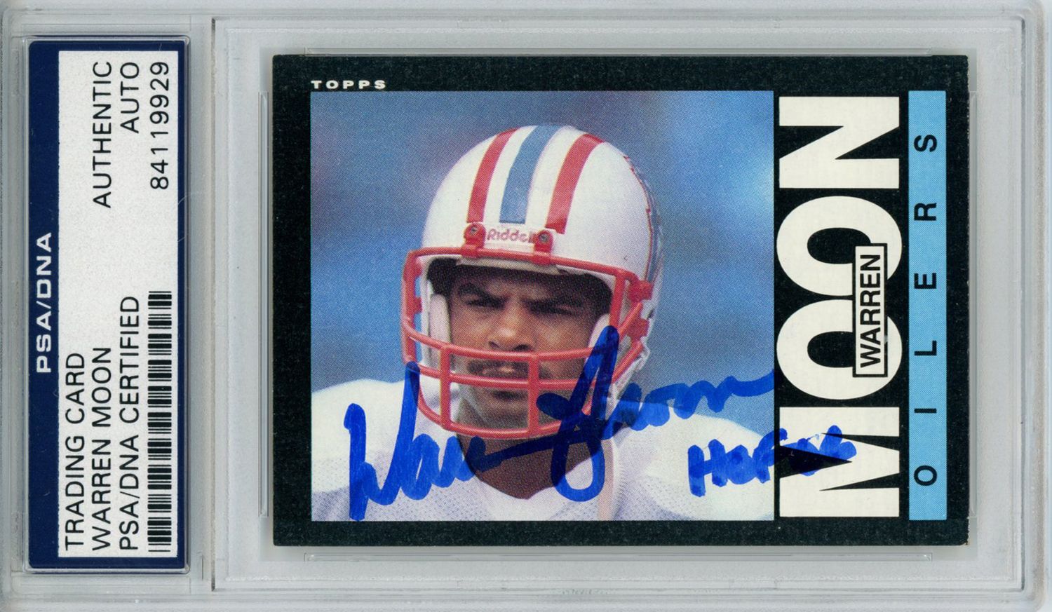 Warren Moon Autographed 1985 Topps #251 Rookie Card HOF PSA Slab