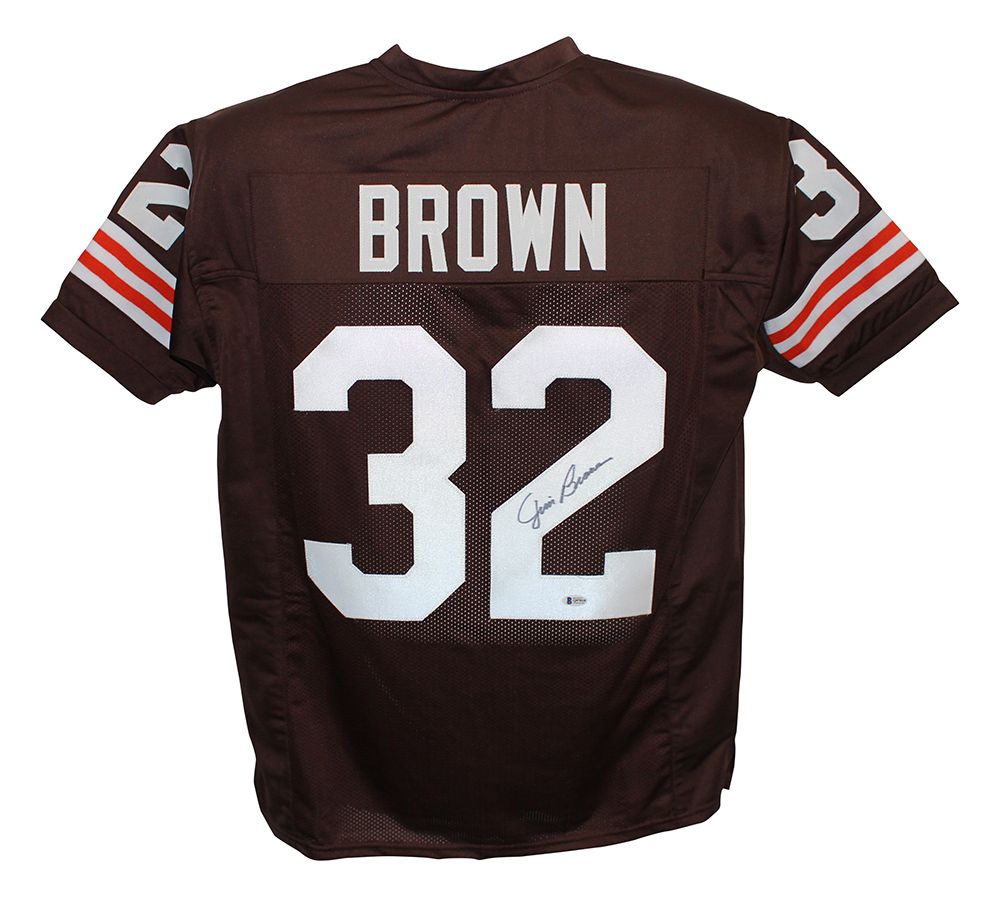 Jim Brown Autographed/Signed Pro Style XL Brown Jersey BAS