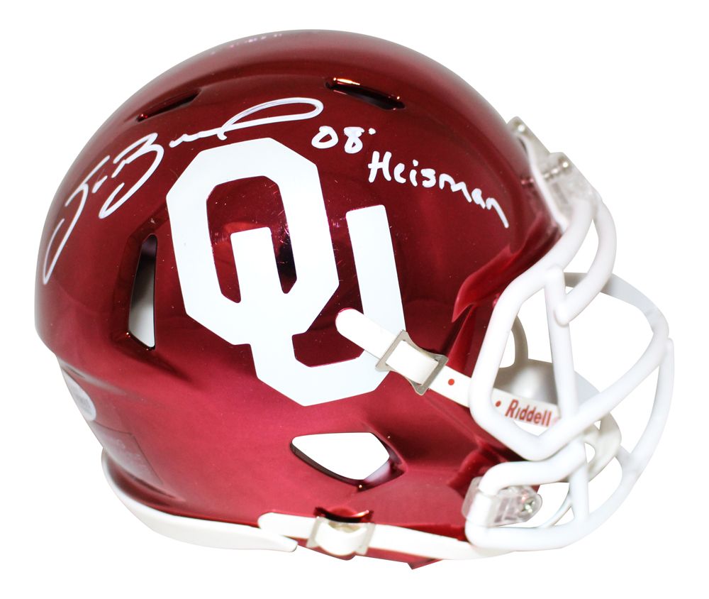 Sam Bradford Signed Oklahoms Sooners Chrome Mini Helmet Heisman BAS