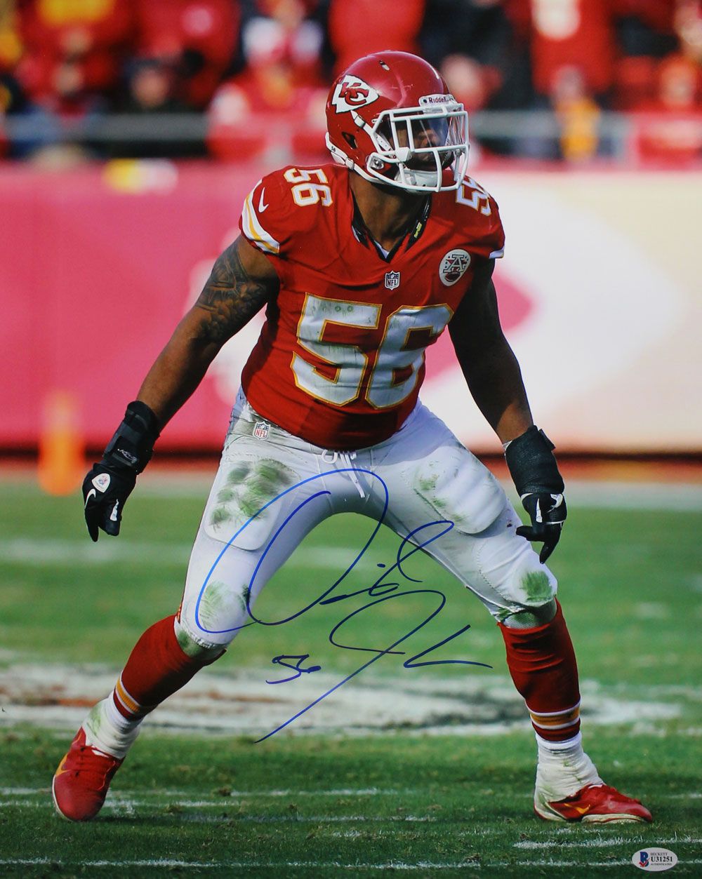 Derrick Johnson Autographed/Signed Kansas City Chiefs 16x20 Photo BAS