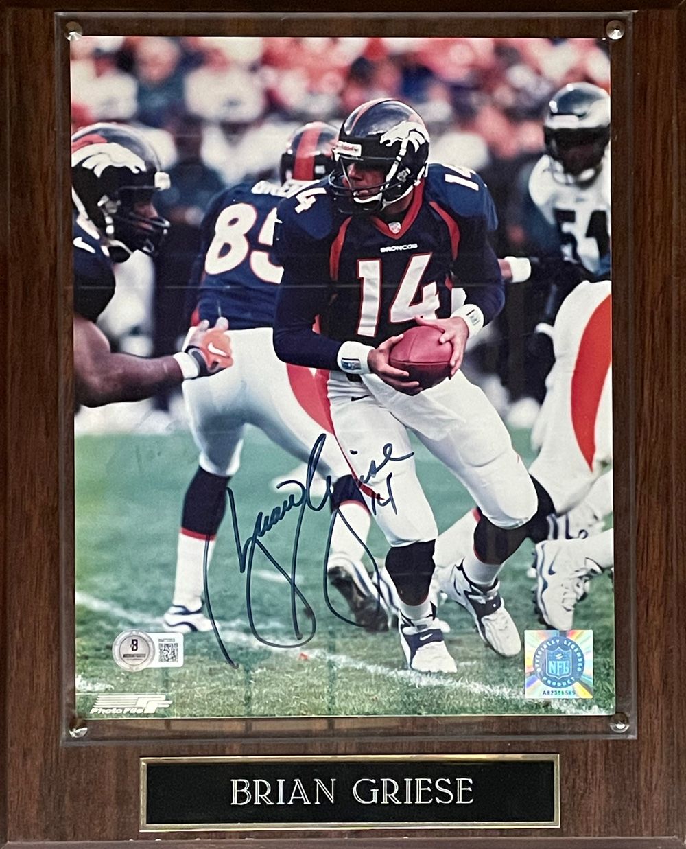 Brian Griese Signed Denver Broncos 8x10 Photo Plaque Beckett 45034