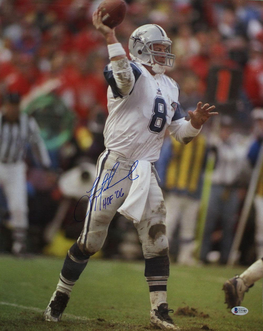 Troy Aikman Autographed/Signed Dallas Cowboys 16x20 Photo HOF BAS