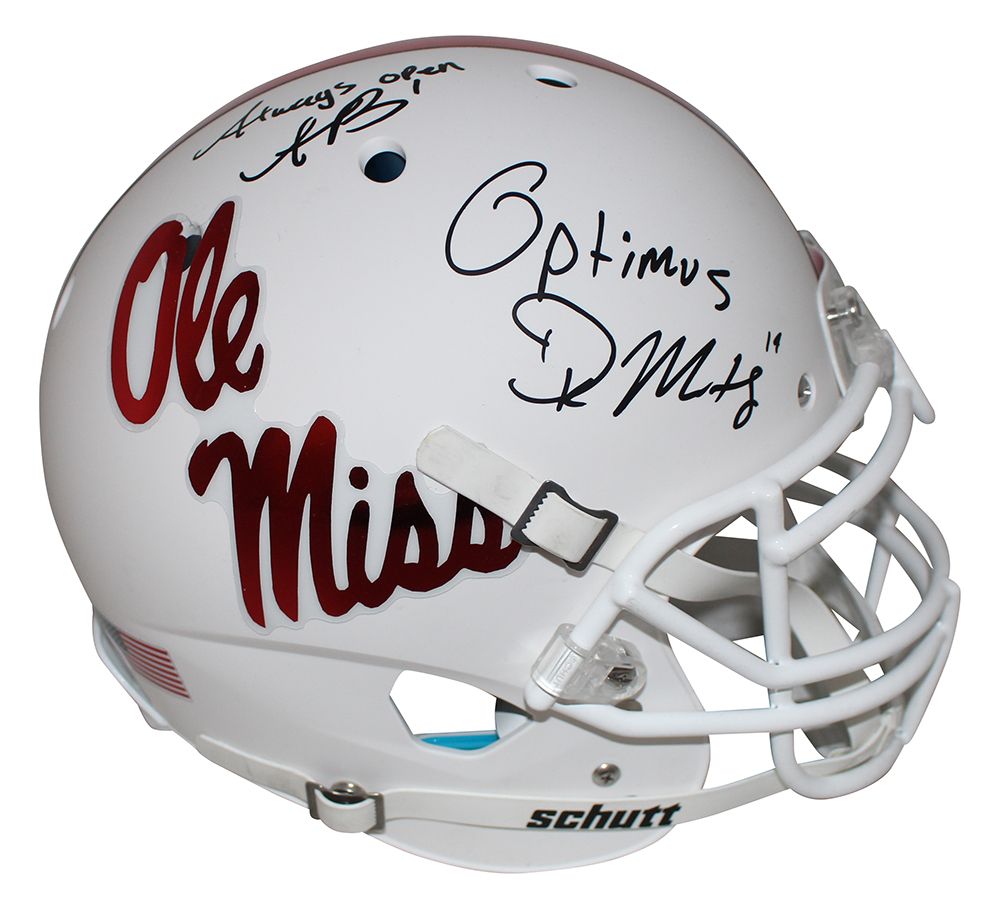 DK Metcalf &amp; AJ Brown Signed Ole Miss Rebels Authentic White Helmet BAS