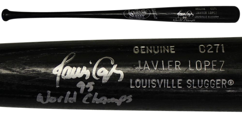 Javy Lopez Autographed Atlanta Braves Player Model Bat 95 Champs JSA