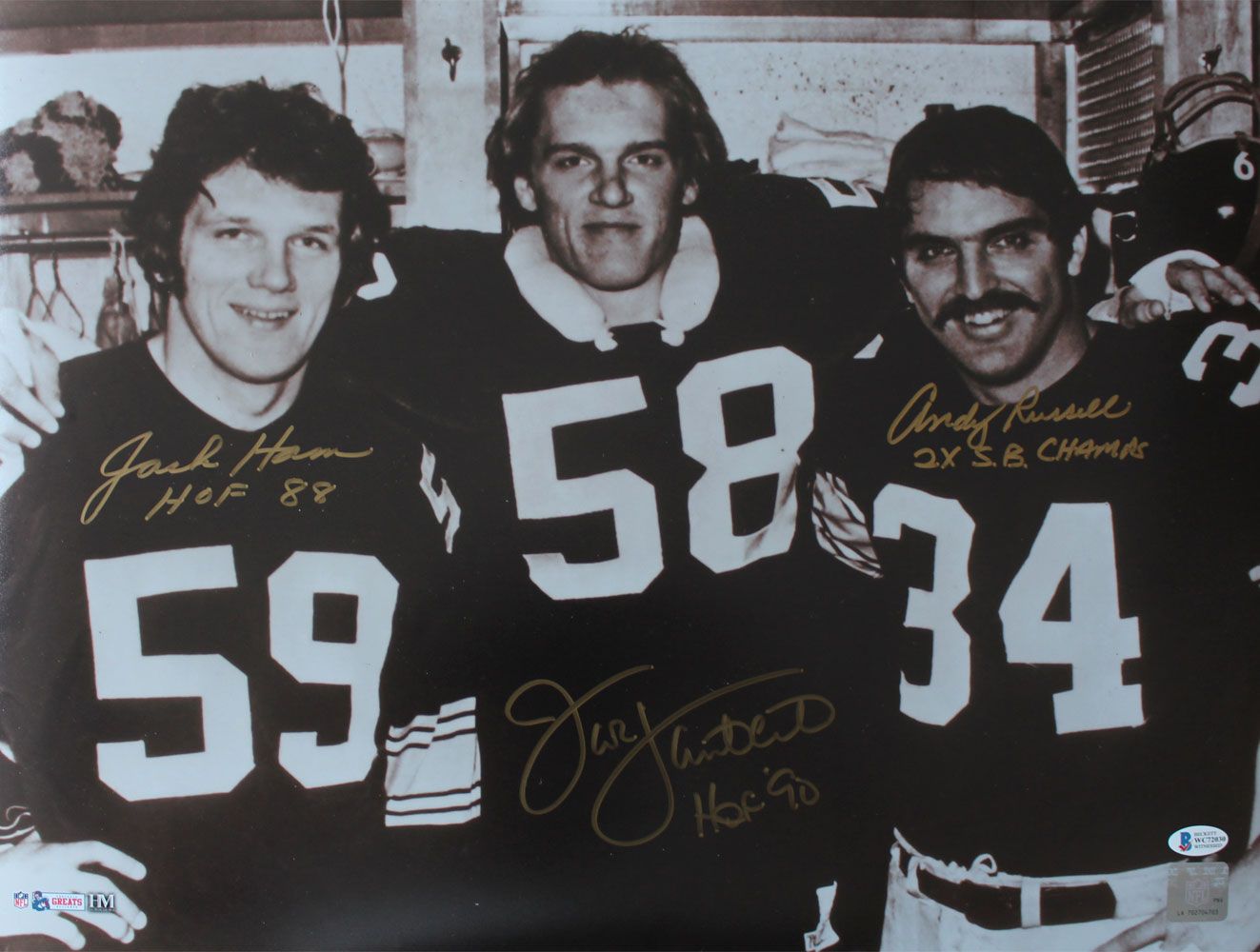 Jack Lambert Ham &amp; Russell Signed Pittsburgh Steelers 16x20 Photo BAS