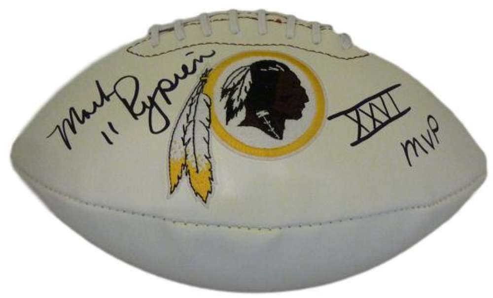 Mark Rypien Autographed Washington Redskins white panel football SB MVP JSA