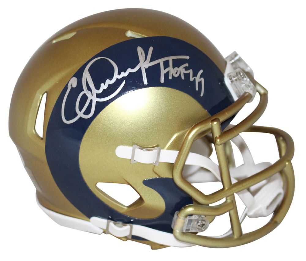 Eric Dickerson Autographed Los Angeles Rams Blaze Mini Helmet HOF BAS