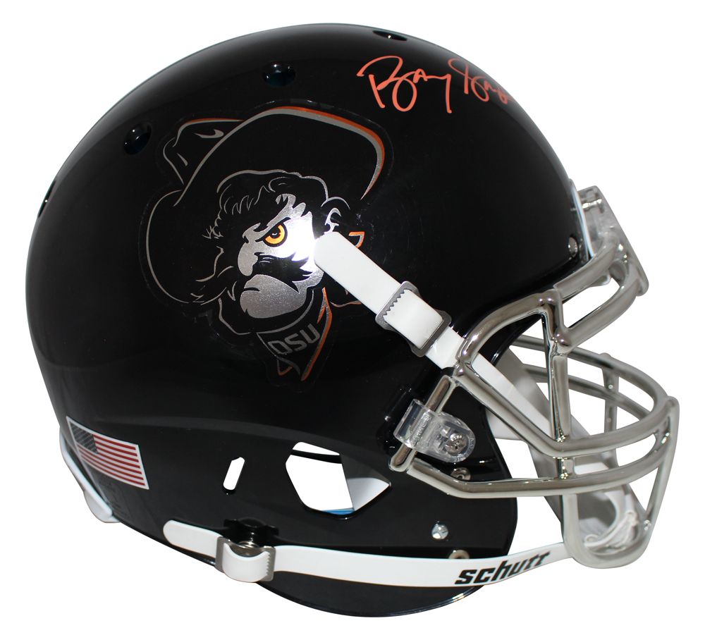 Barry Sanders Signed Oklahoma State Cowboys Authentic Icy Black Helmet BAS