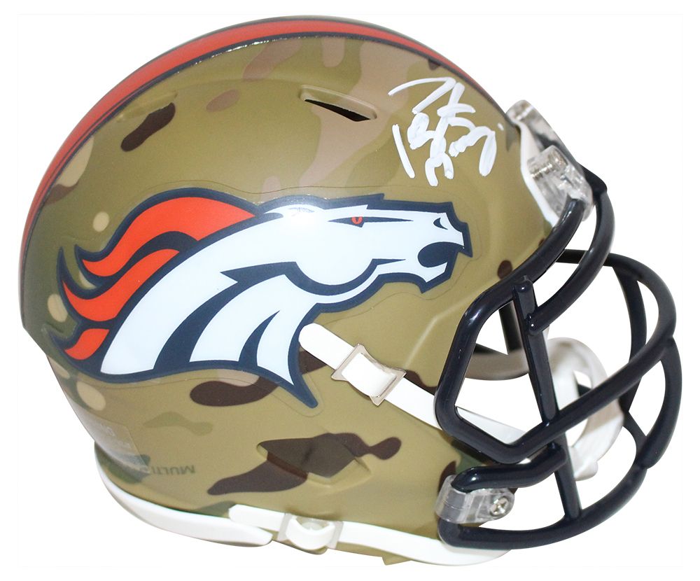 Peyton Manning Autographed Denver Broncos Camo Mini Helmet FAN