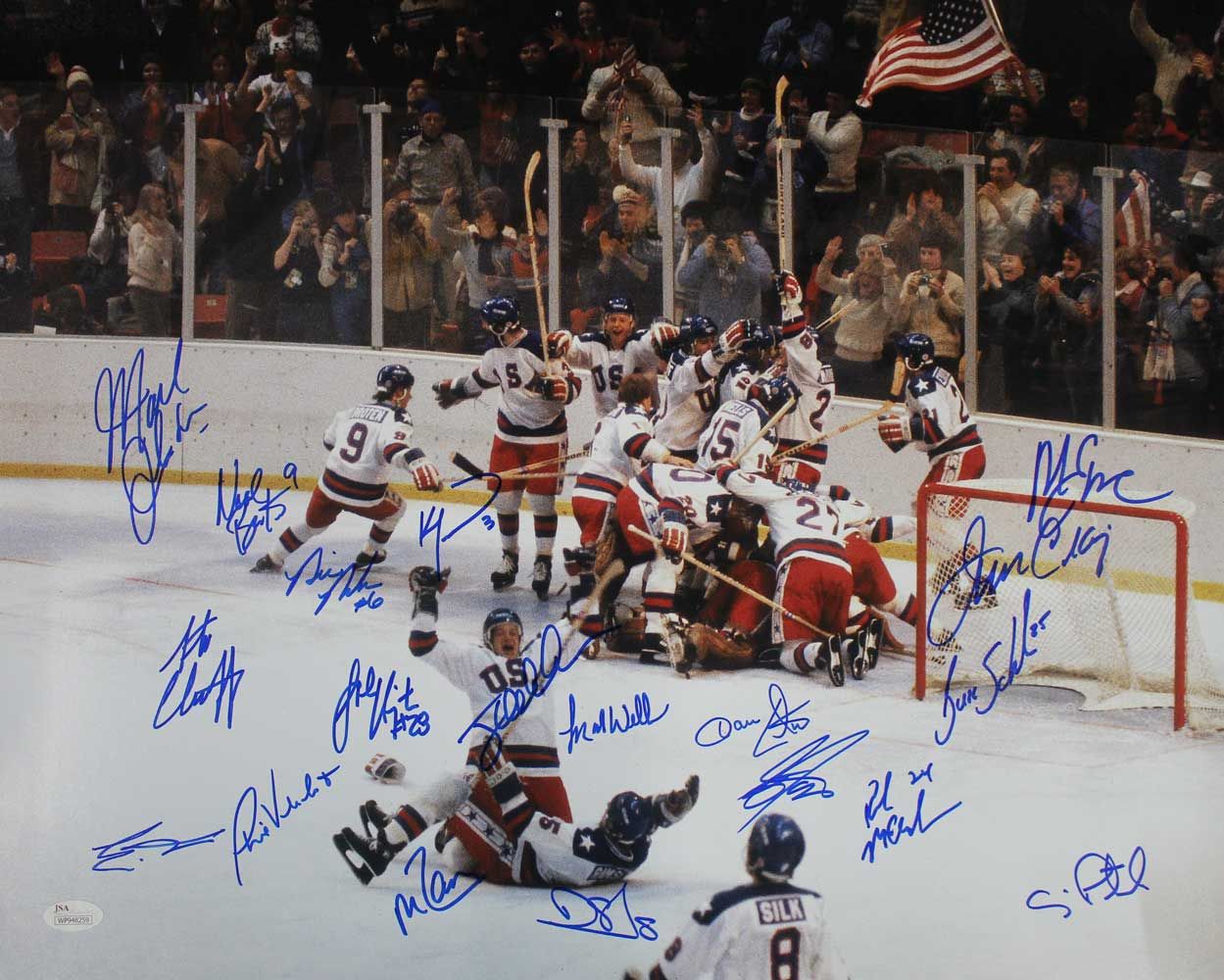 1980 USA Hockey Team 16x20 Photo Miracle On Ice 19 Sigs Craig Eruzione JSA
