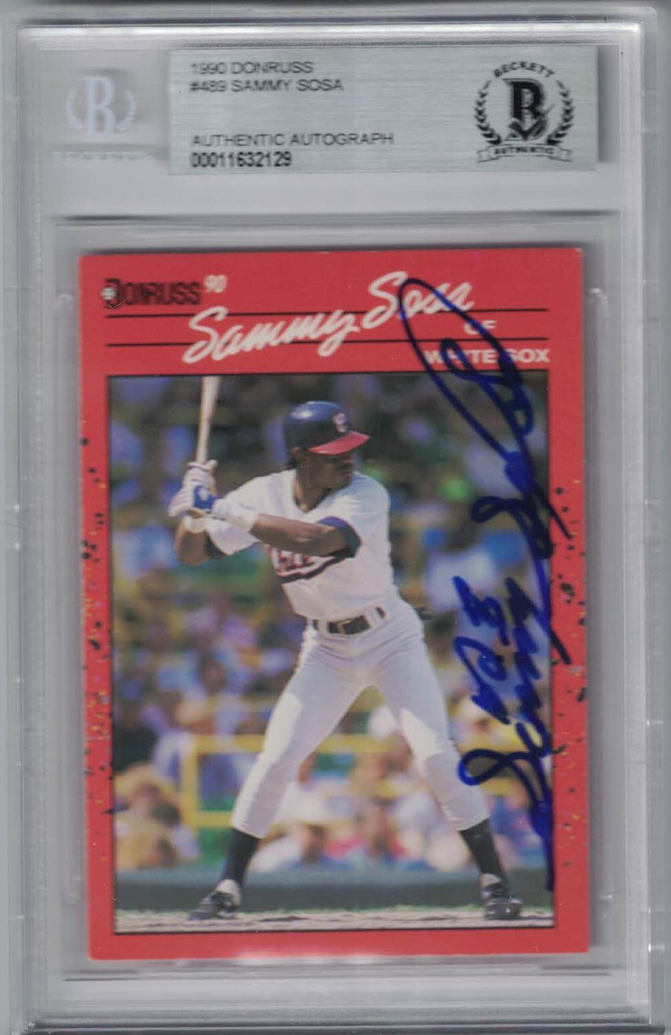 Sammy Sosa Autographed Chicago White Sox 1990 Donruss Trading Card BAS