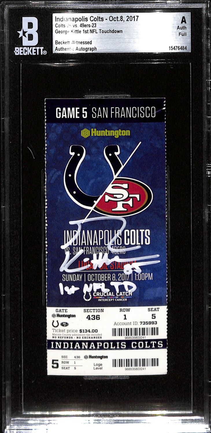 George Kittle Signed San Francisco 49ers 10/8/17 1st Touchdown Beckett