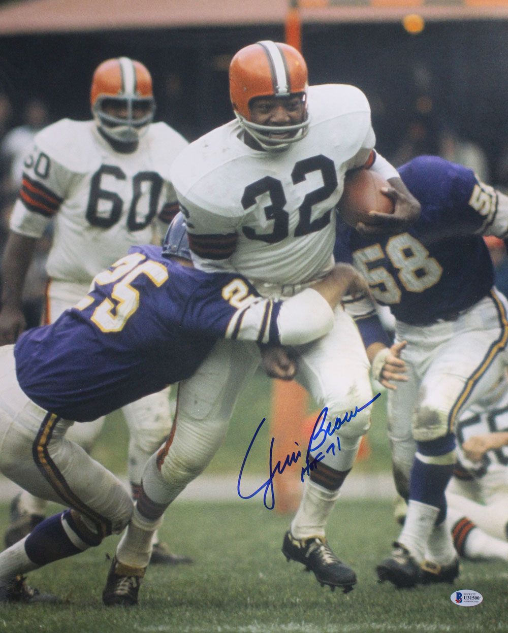 Jim Brown Autographed/Signed Cleveland Browns 16x20 Photo HOF BAS