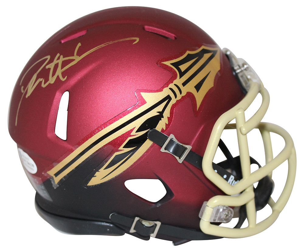 Deion Sanders Signed Florida State Seminoles Garnett Mini Helmet BAS