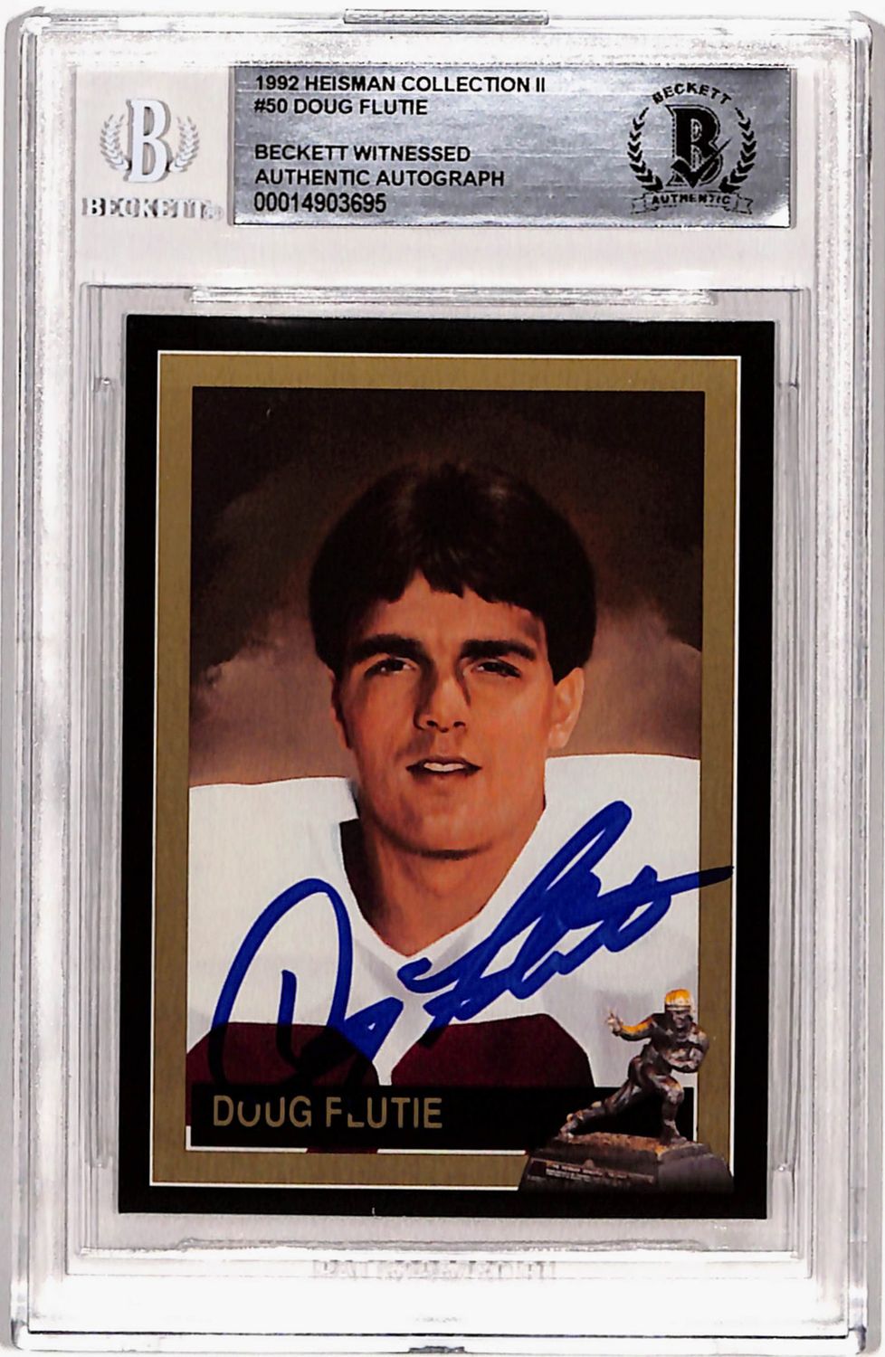 Doug Flutie Autographed 1992 Heisman Trading Card #50 Beckett Slab
