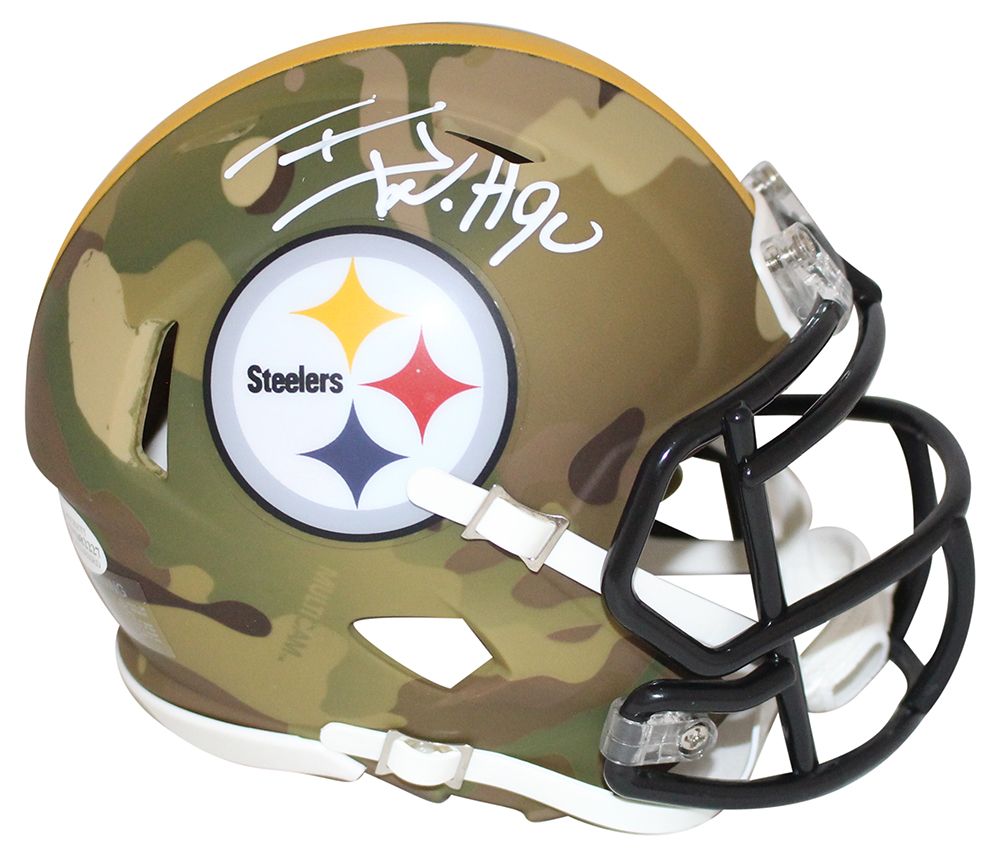 TJ Watt Autographed/Signed Pittsburgh Steelers Camo Mini Helmet BAS