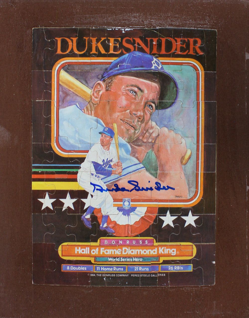 Duke Snider Autographed/Signed Los Angeles Dodgers 1984 Donruss Puzzle
