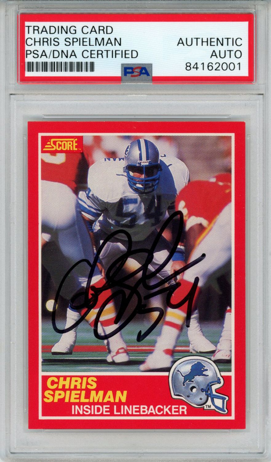 Chris Spielman Autographed 1989 Score #167 Rookie Card PSA Slab