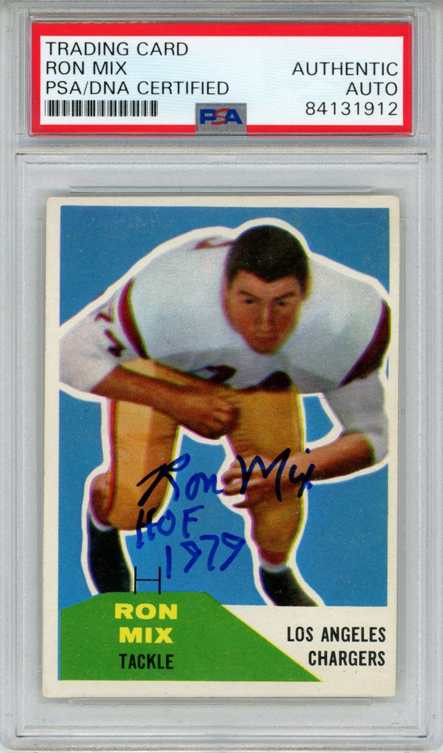 Ron Mix Autographed 1960 Fleer #118 Rookie Card HOF PSA Slab